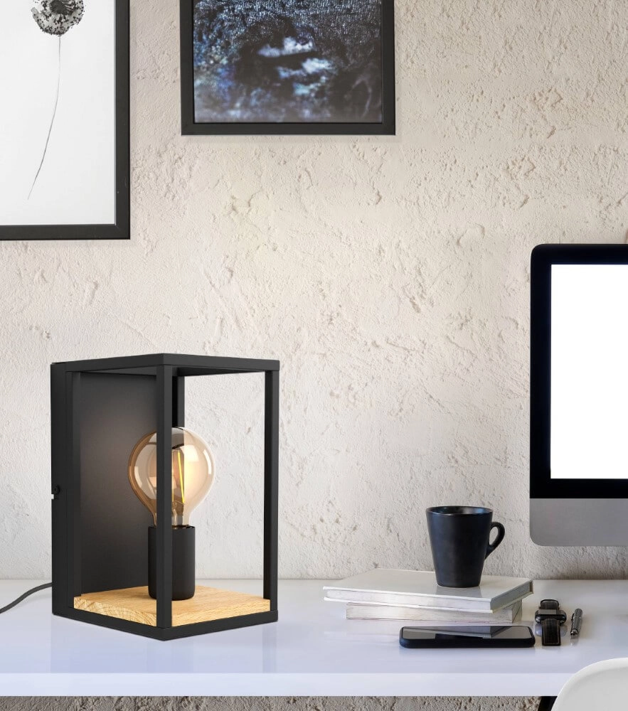 Wall lamp Libertad black with wood Eglo 9002759997960