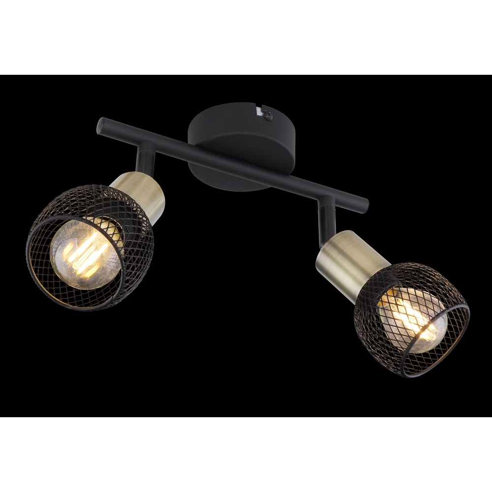 Ceiling lamp Fiastra 2-light black with mesh Globo 9007371415120