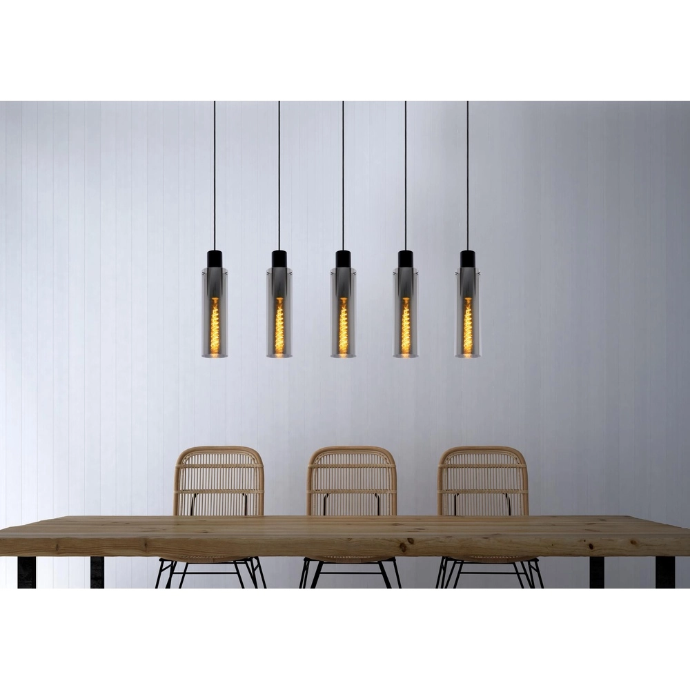 5-light pendant lamp Orlando smoke glass Lucide 5411212740748