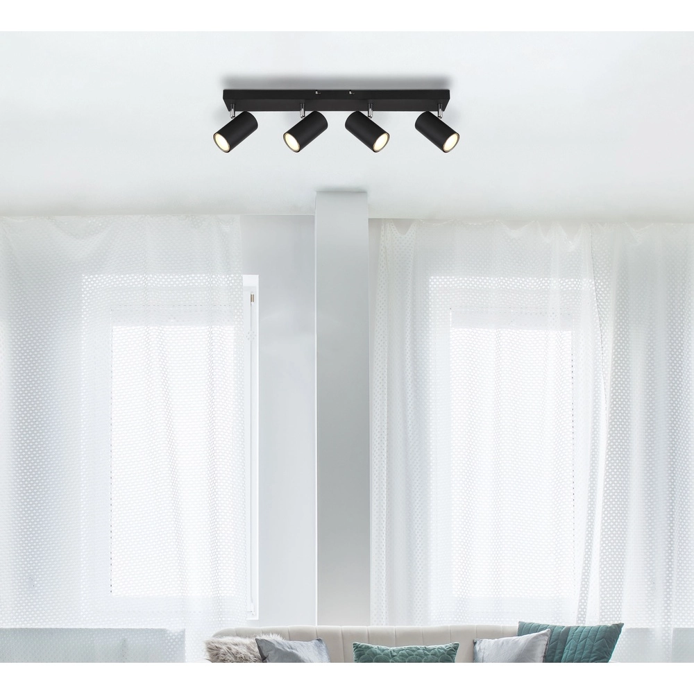 Ceiling lamp 4-lights Robby Black Globo 9007371436538