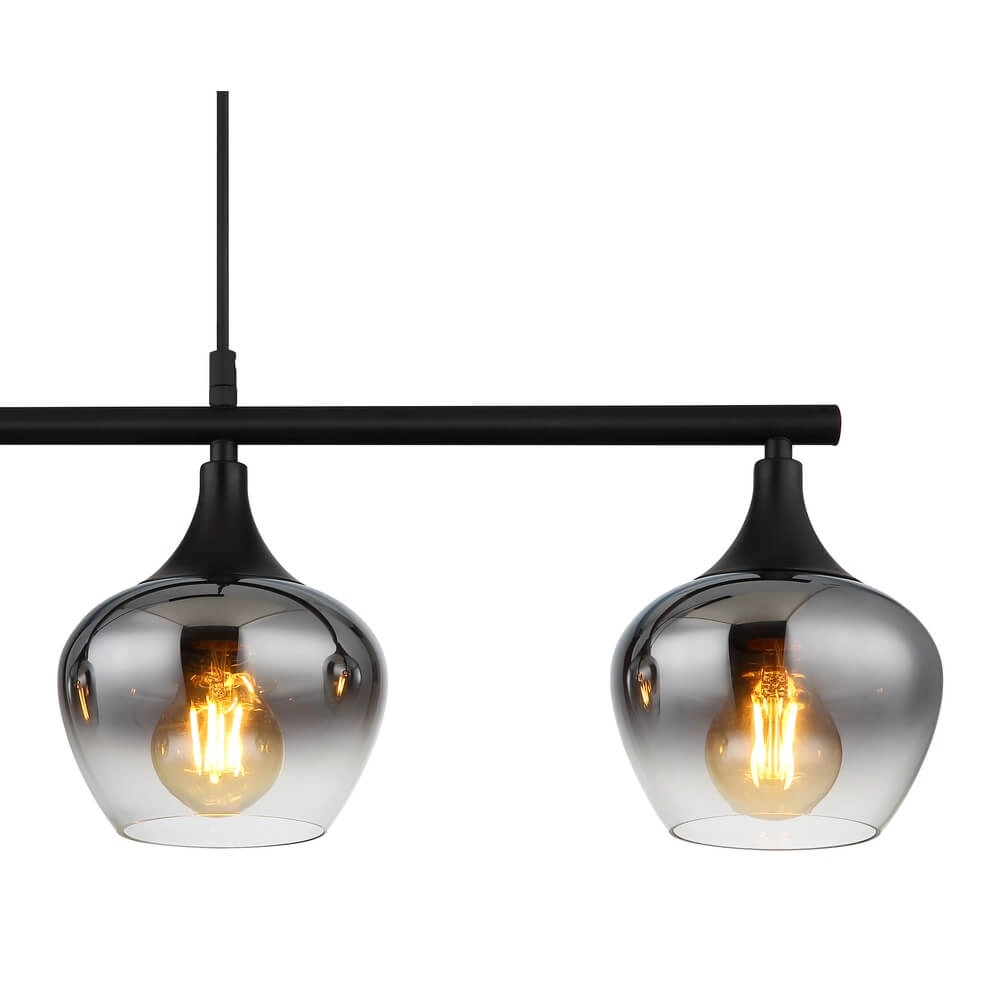4-light pendant lamp Maxy black with smoke glass Globo 9007371471188