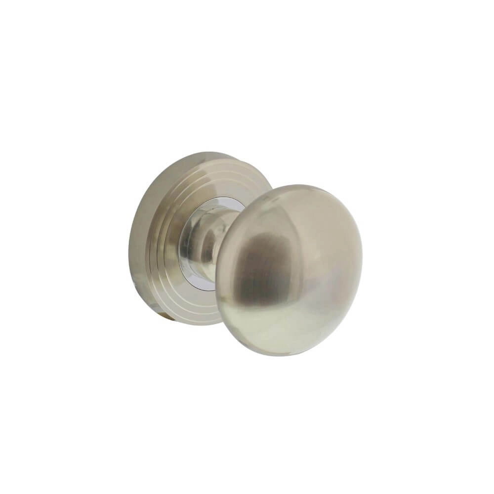 Door knob on rosette Tondo with groove nickel matt