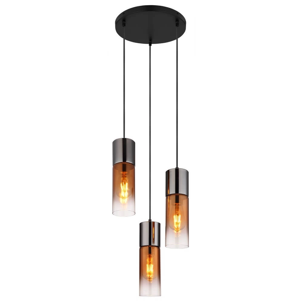 Sleek pendant lamp Annika 3-light gunmetal round