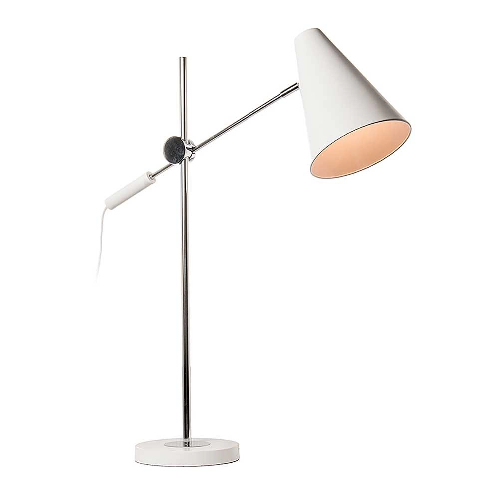 Sleek desk lamp Obscur white with chrome