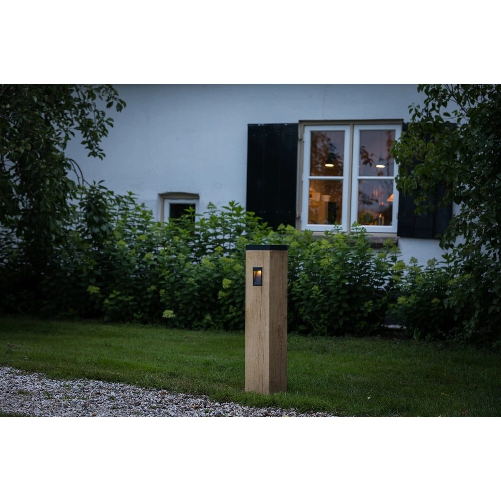 Wooden solar pad lamp Torre Solar Oak - 17.5x17.5x90cm - 2700K Timberlab 8716803514584