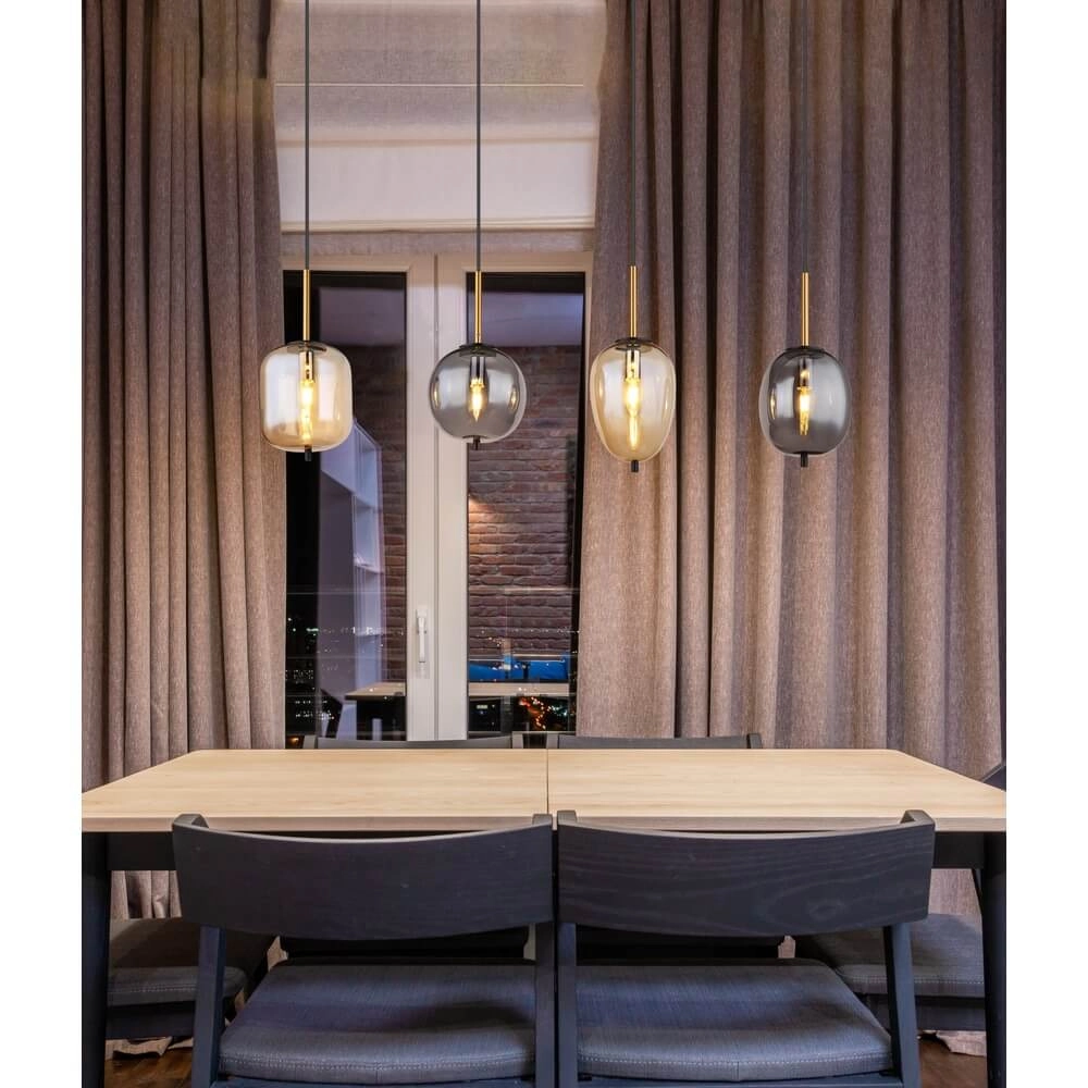 Pendant lamp Blacky Amber and smoke glass 4-lights Globo 9007371431717
