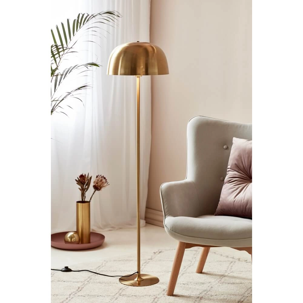 Sleek floor lamp Cera brass Ø 36cm Nordlux 5704924001338