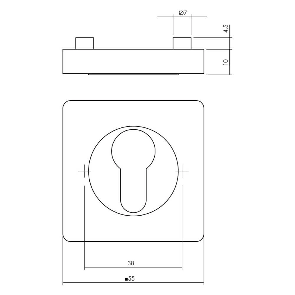 Square rosette Tira Profile cylinder black Intersteel 8714186582350