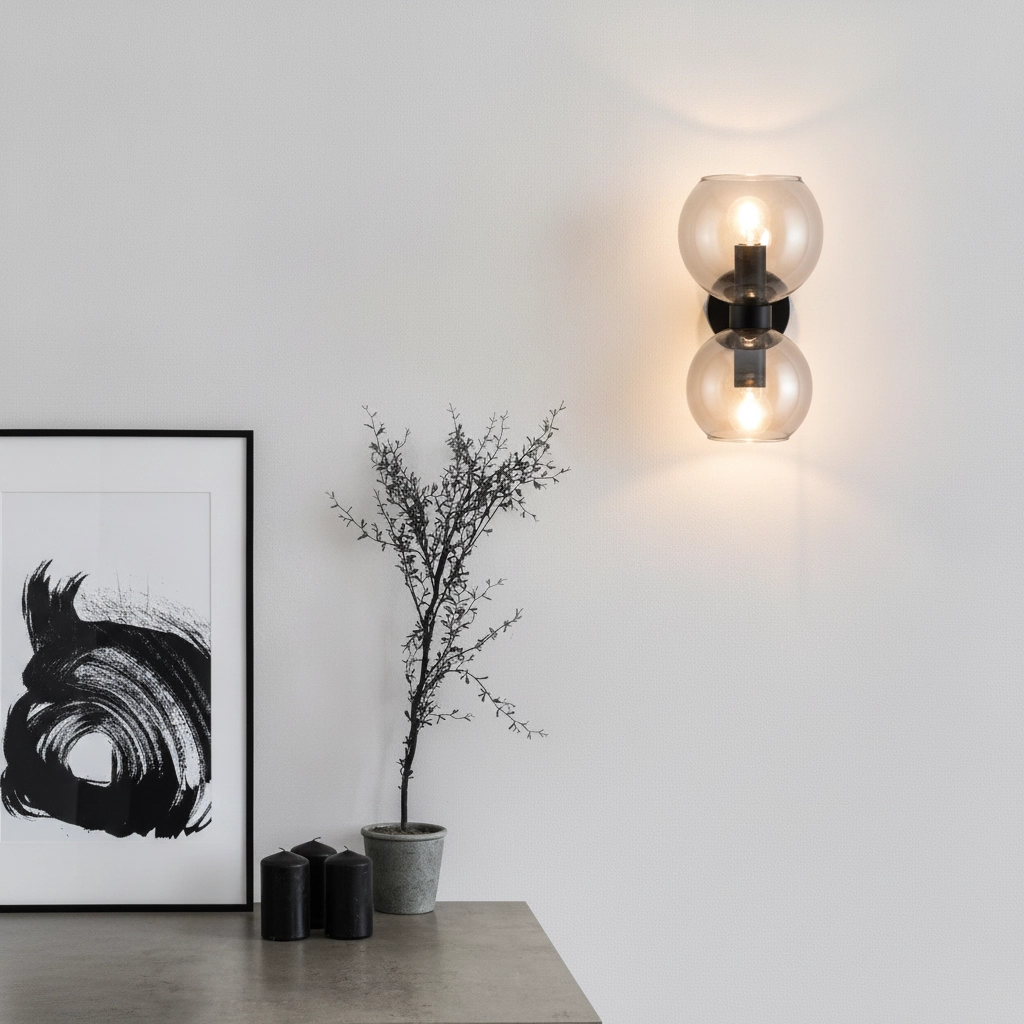 Wall lamp Palmer black with smoke glass