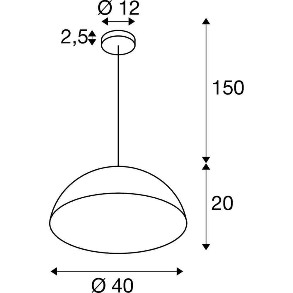 Design pendant lamp Forchini M 40 black with gold Ø 40cm SLV 4024163298636
