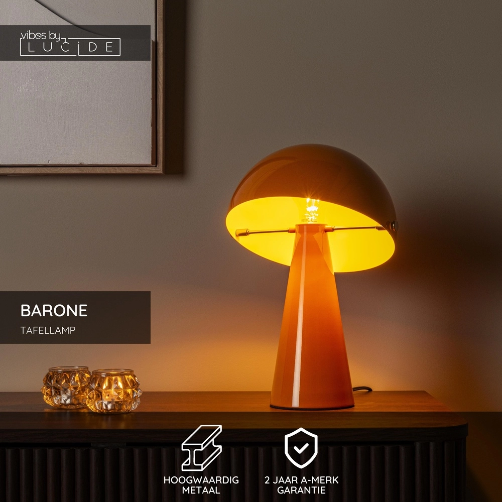 Table lamp Barone orange Ø 23cm Lucide Vibes 5411212650092
