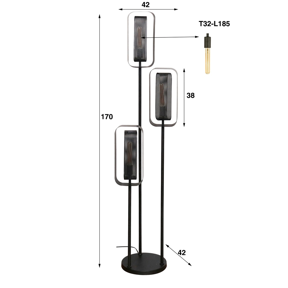 3L Metal Mesh Floor Lamp Mesh 170cm Lyora 8716803512184