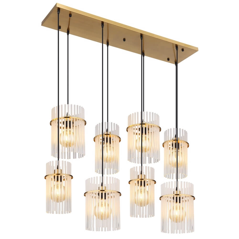 Golden pendant lamp Gorley with glass 8-lights