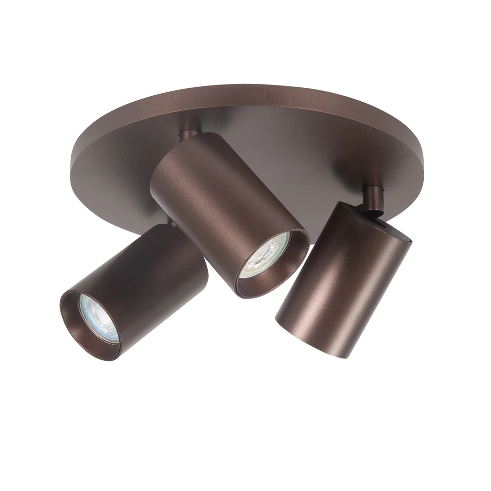 Surface-mounted spot Mila 3-light round chocolate