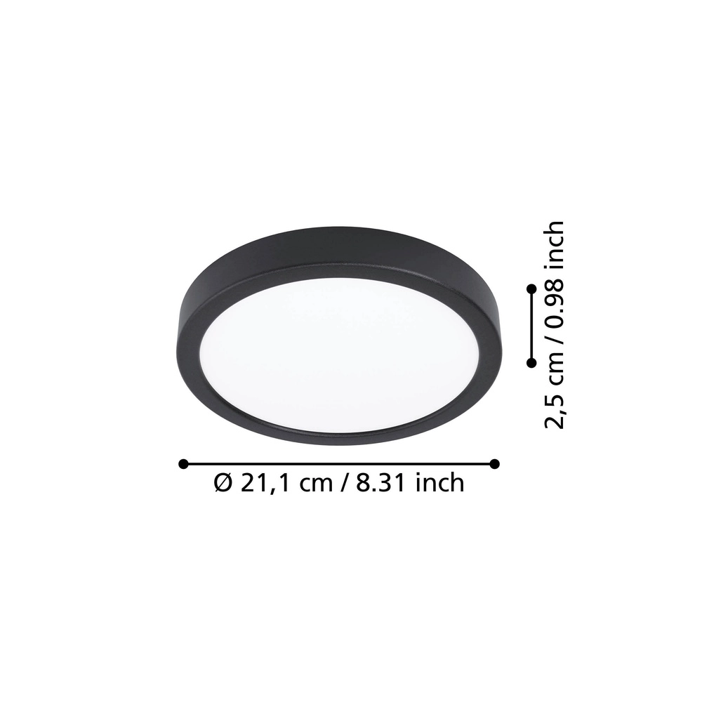 Led ceiling light Fueva 6 round - black - Ø 21,1cm Eglo 9008606330072