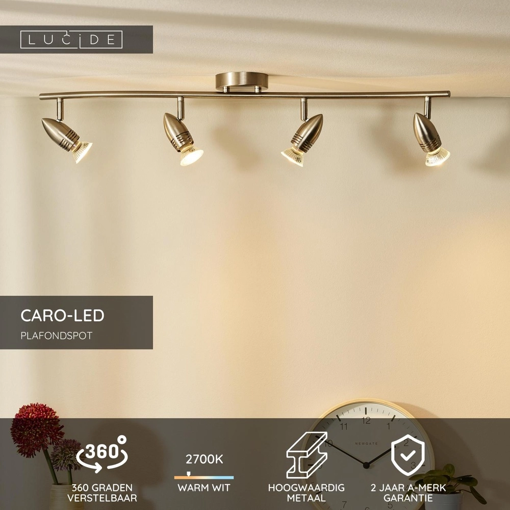 Ceiling spotlight Caro-Led 4-light matt chrome Lucide 5411212133458