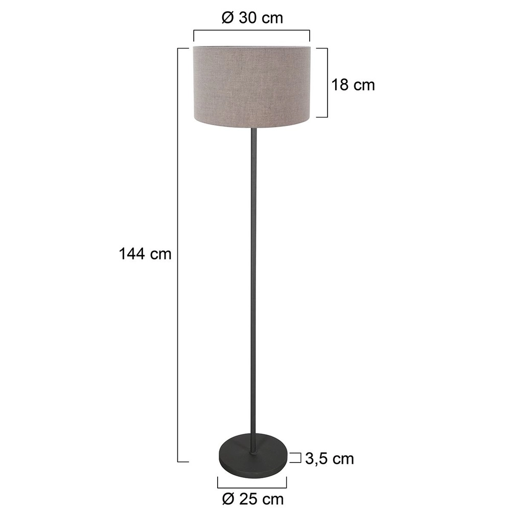 Black floor lamp Noor with grey hood Steinhauer 8712746182392