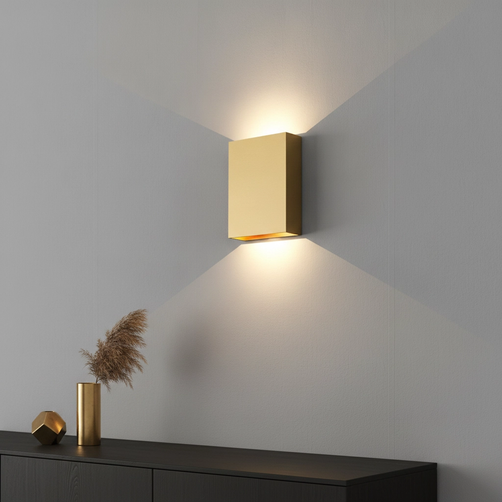 Sleek wall lamp Memphis warm gold
