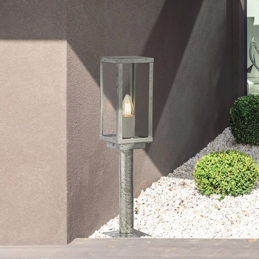 Antique silver patio lamp Box II 50cm Searchlight 5053423228051