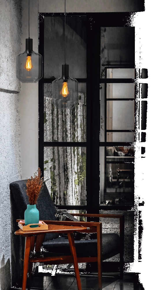 Hanging lamp black Porto with Jagger smoke glass - Ø 19cm Masterlight 8718121269351