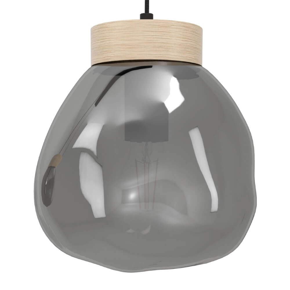 3-light hanging lamp Magacela wood with smoke glass Stars of Light 9008606274499