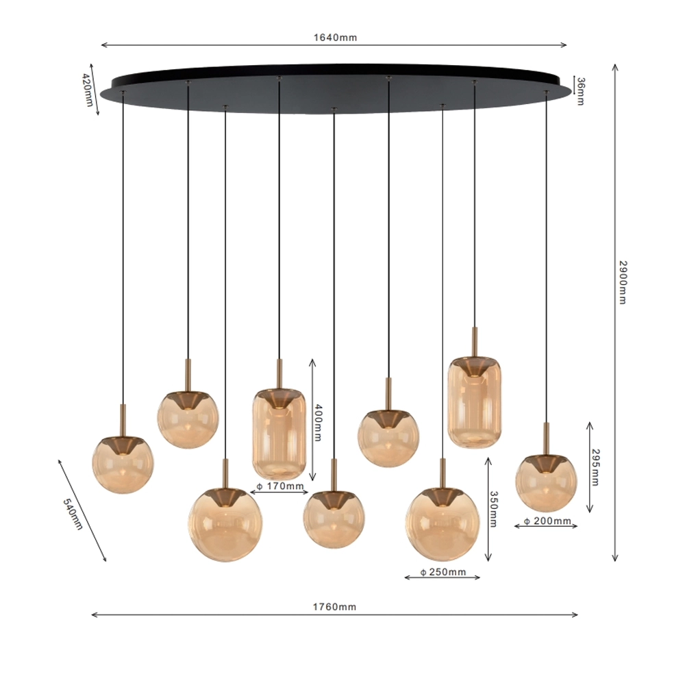 Dining room pendant lamp Yvonne 9-light ETH 8720195311634