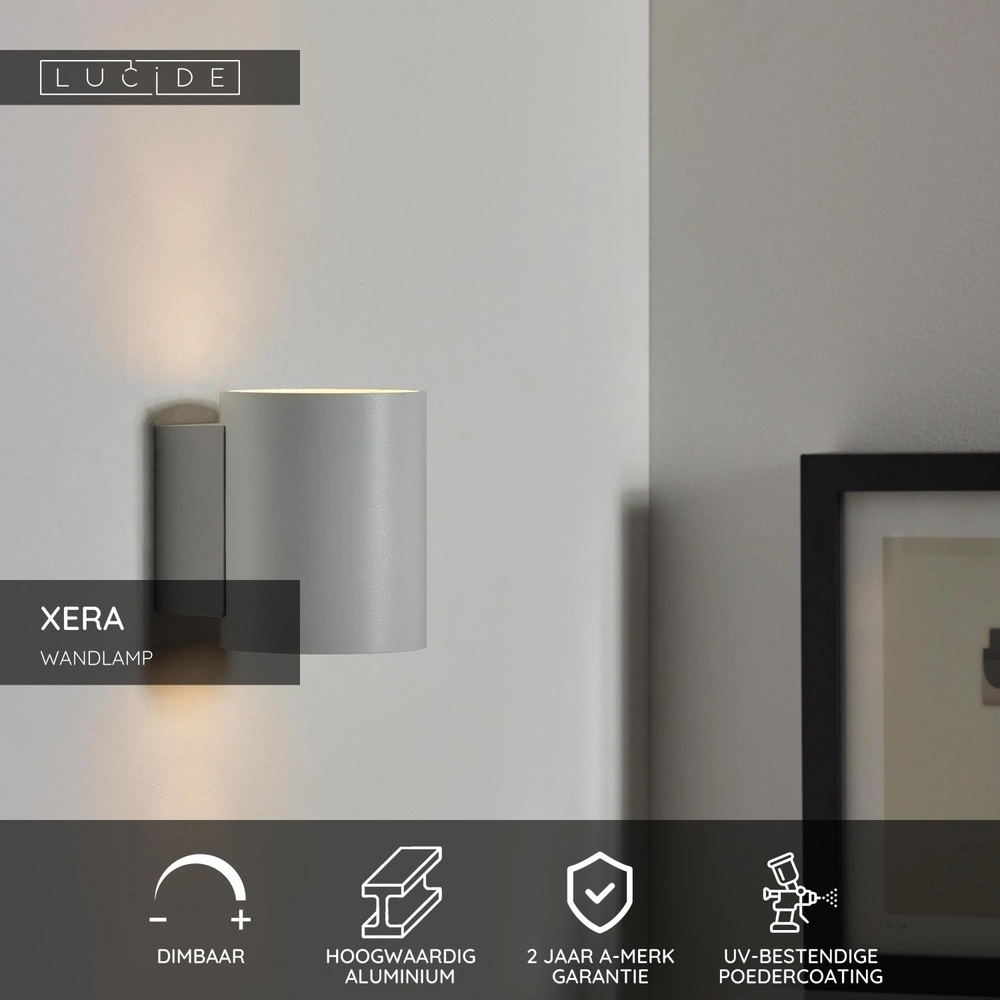 Wall lamp Xera Ø 8cm white Lucide 5411212233653