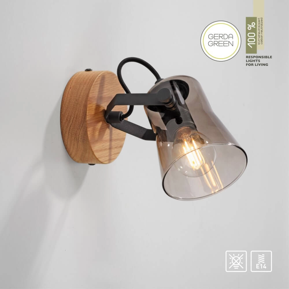 Wall lamp Green Langstrom wood Just Light 4043689994860