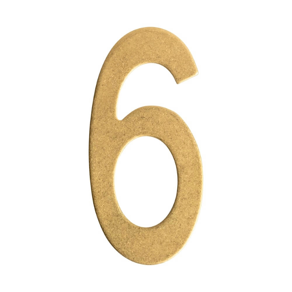 House number 6 Numbra 15cm brass tumbled