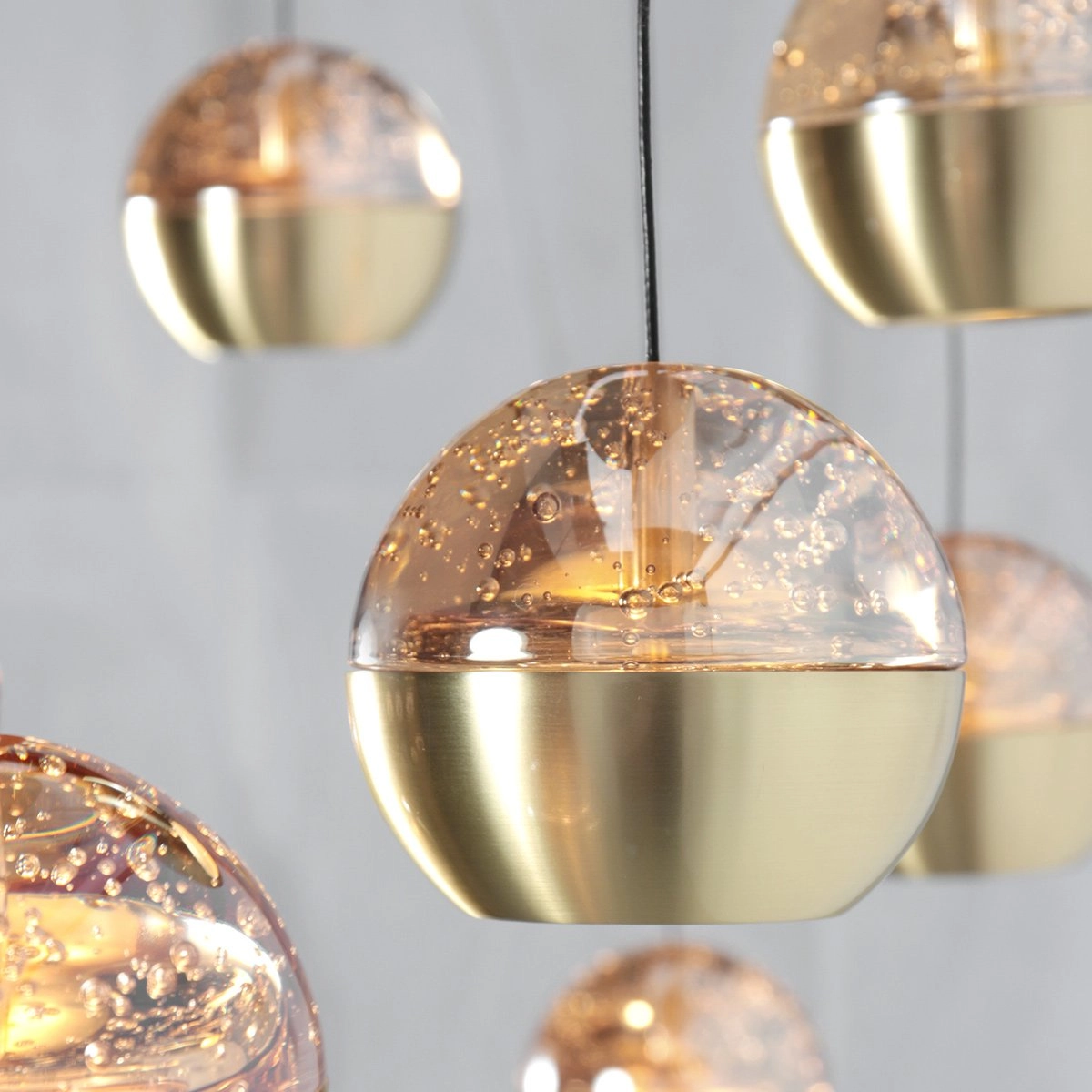 5-light dining table pendant lamp Belluno LED - brass gold with glass Steinhauer 8712746183894