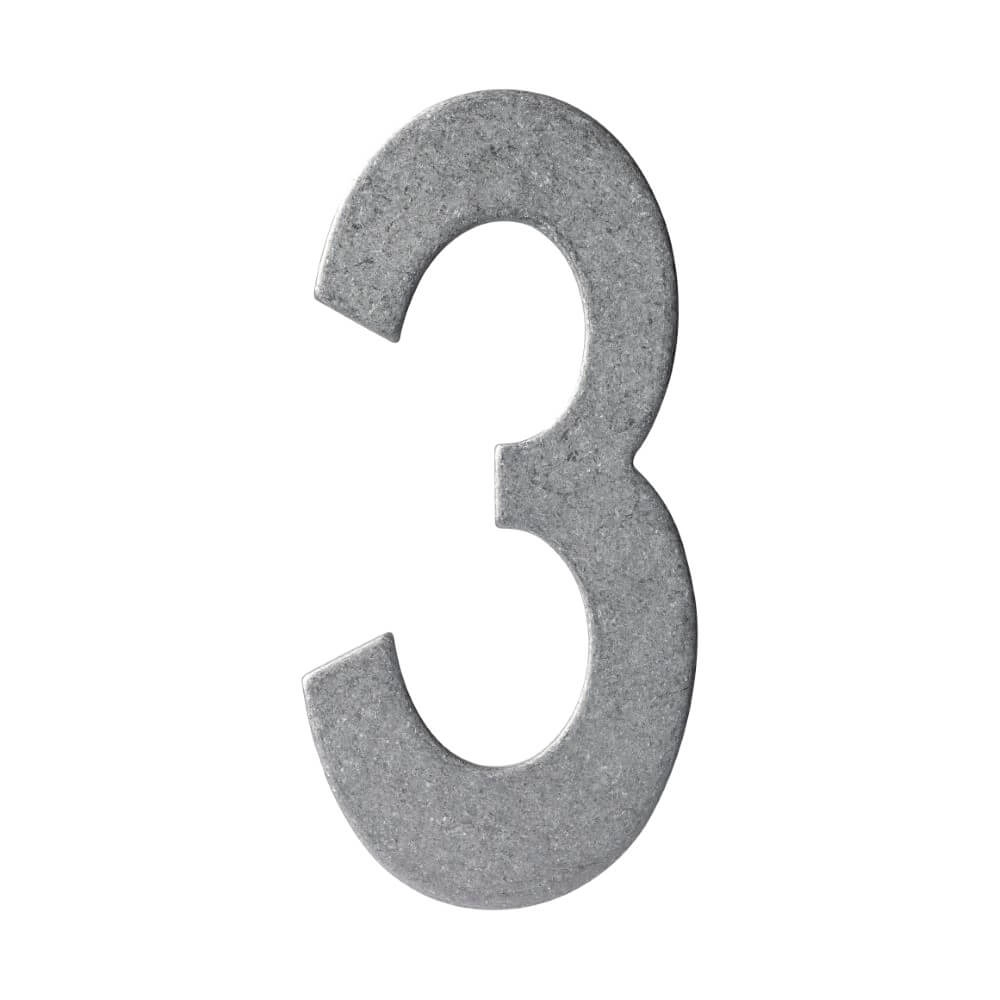 House number 3 Numbra 15cm stainless steel tumbled