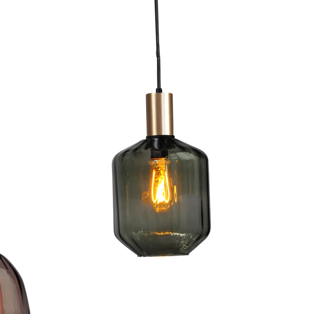 6-light hanging lamp - gold - Porto with different glasses Masterlight 8718121270661