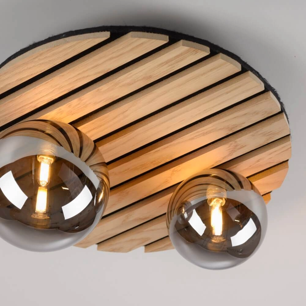 Wooden ceiling lamp Green Stika round Just Light 4043689004231