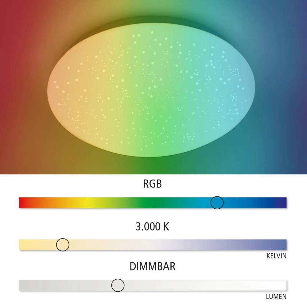 Adjustable ceiling light Skyler RGB 25cm with star effect Just Light 4043689928889