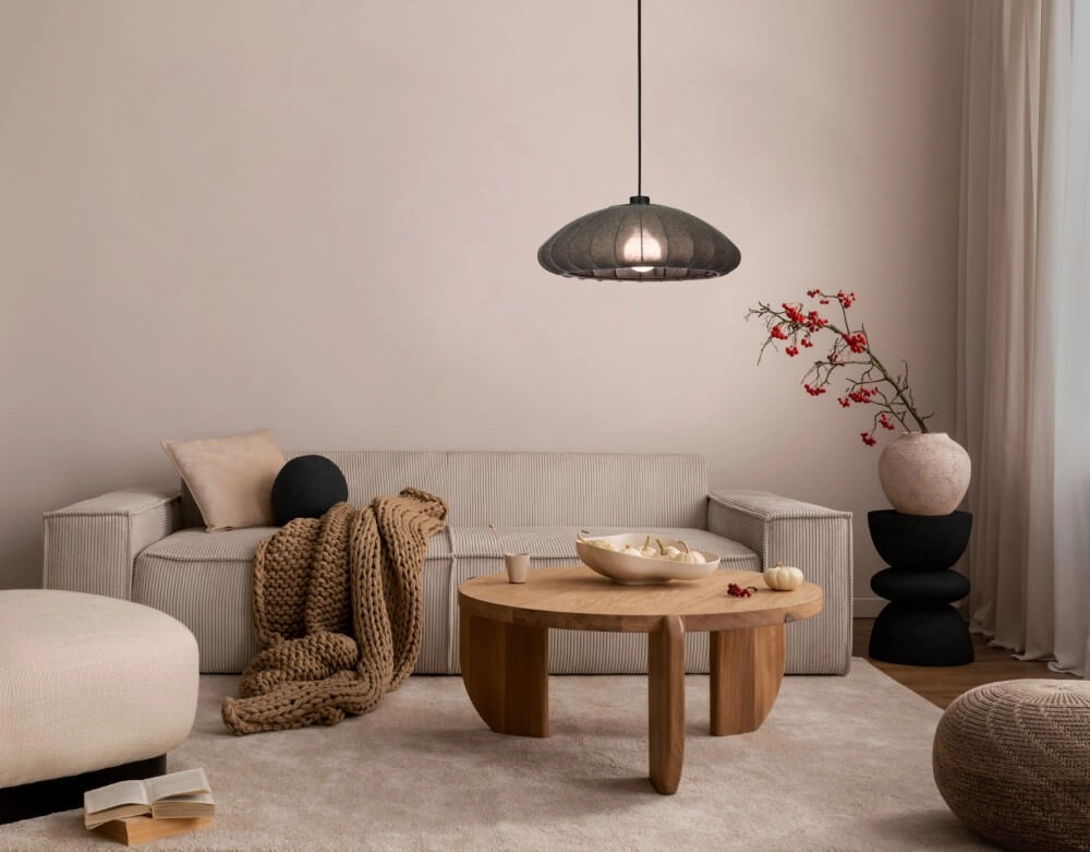 Fabric pendant lamp Barlaston Ø 45cm Eglo 9002759439613