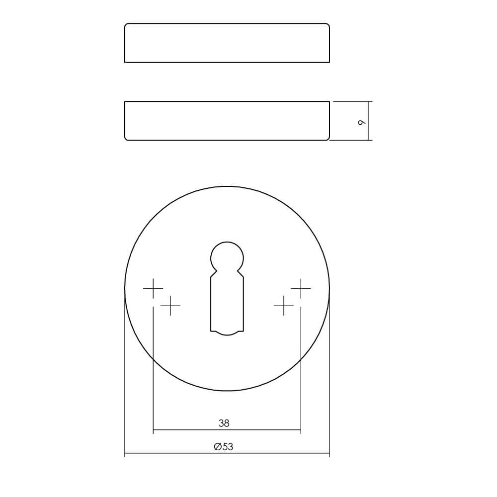 Set of 2 key rosettes Tira round stainless steel tumbled Intersteel 8714186696576
