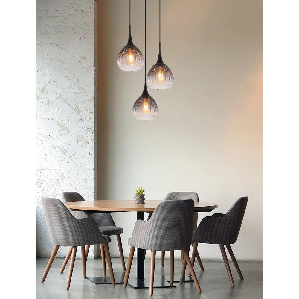 Black pendant lamp Olsen 3-light Globo 9007371456802