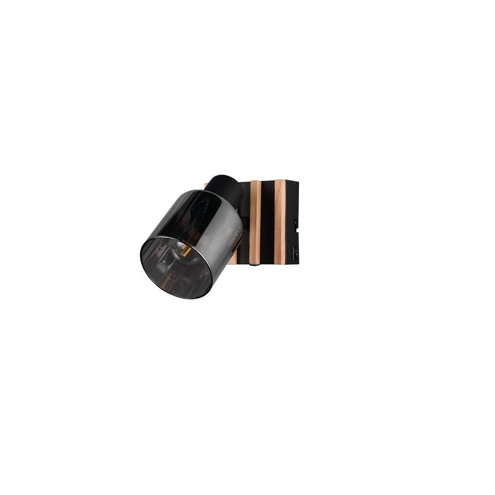 Wall lamp Travia black with wood Trio 4017807682588