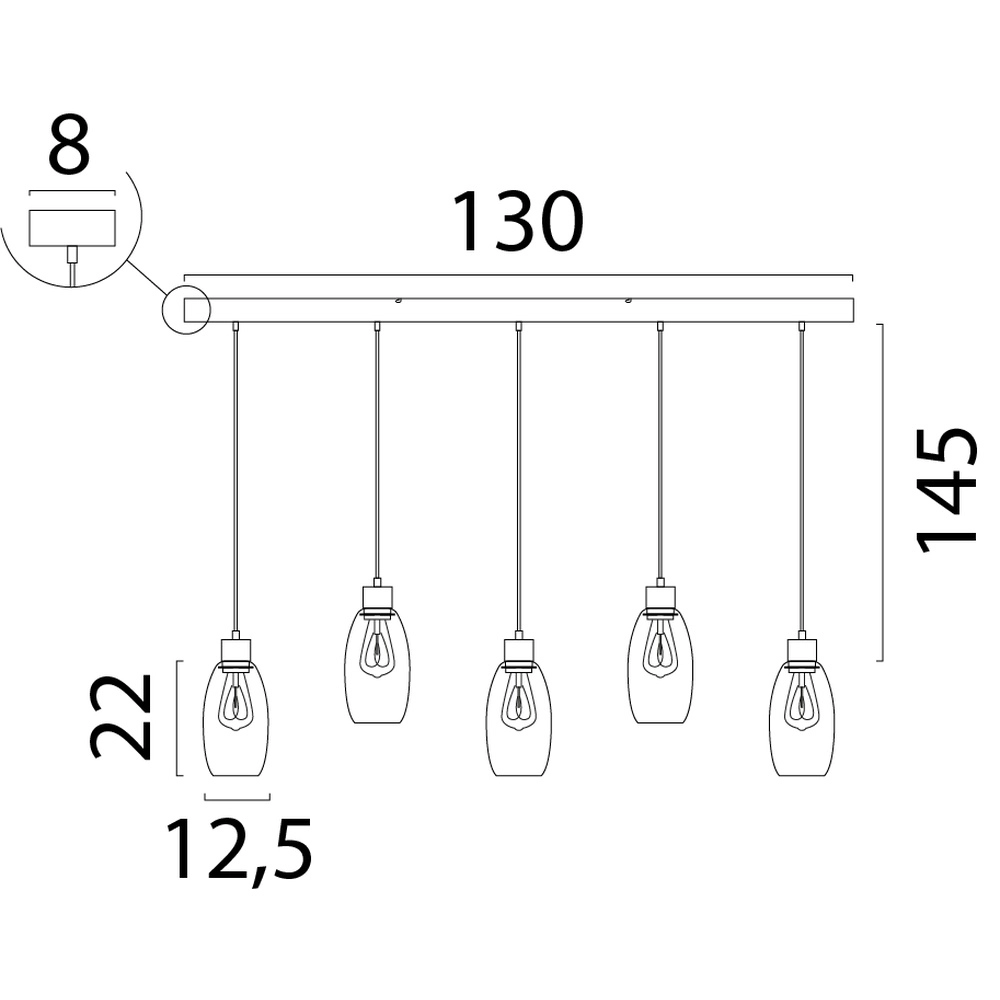 Glass pendant lamp Olive 5x Ø 12.5cm - sand Masterlight 8718121397733