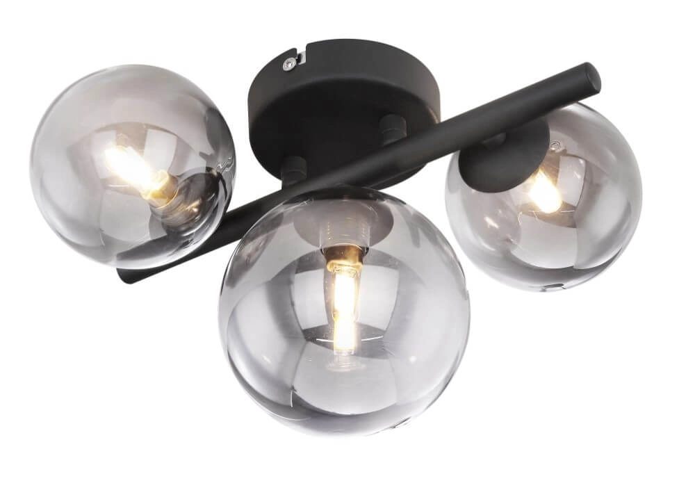 Black ceiling lamp with smoke glass Riha