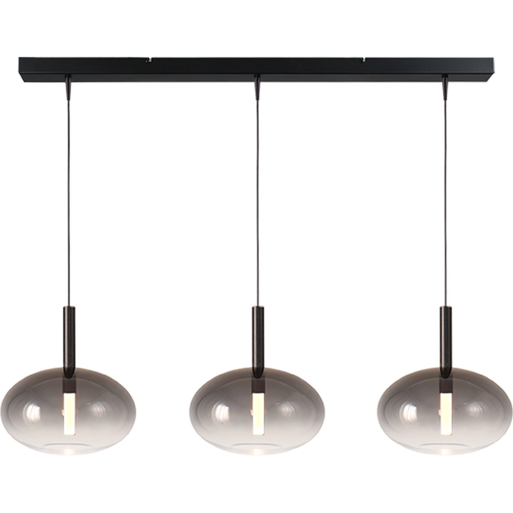3L pendant lamp Ø 24cm Lido Onion with smoke-fading glass