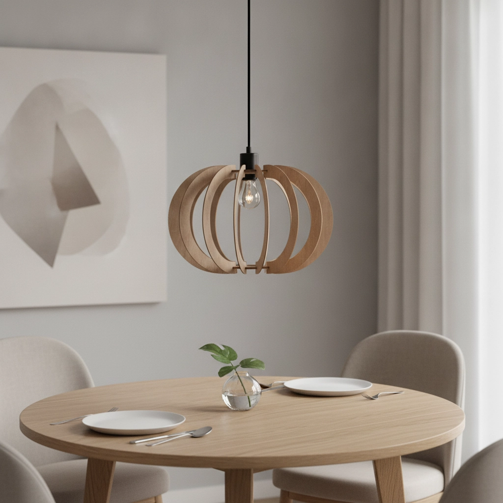 Wooden pendant lamp Ottoline dark Ø 40cm