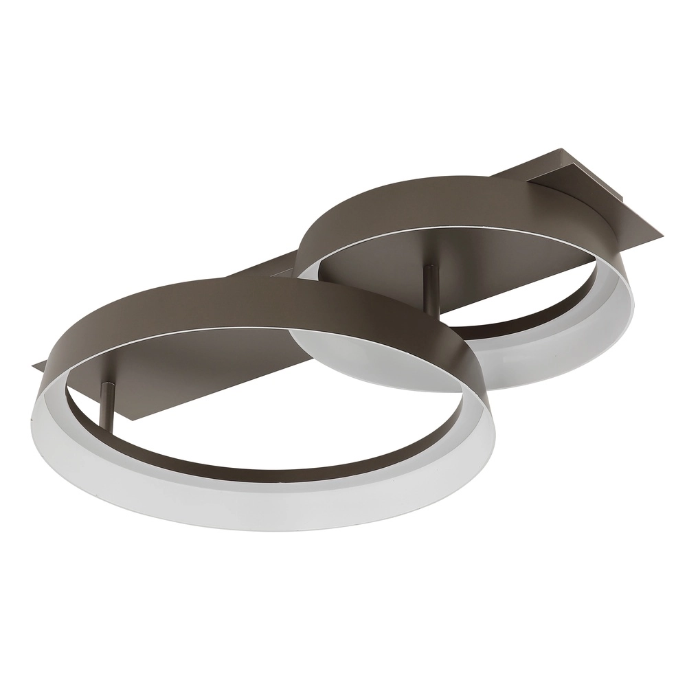 Sleek ceiling lamp Syrakus coffee brown 2 rings Globo 9007371573080