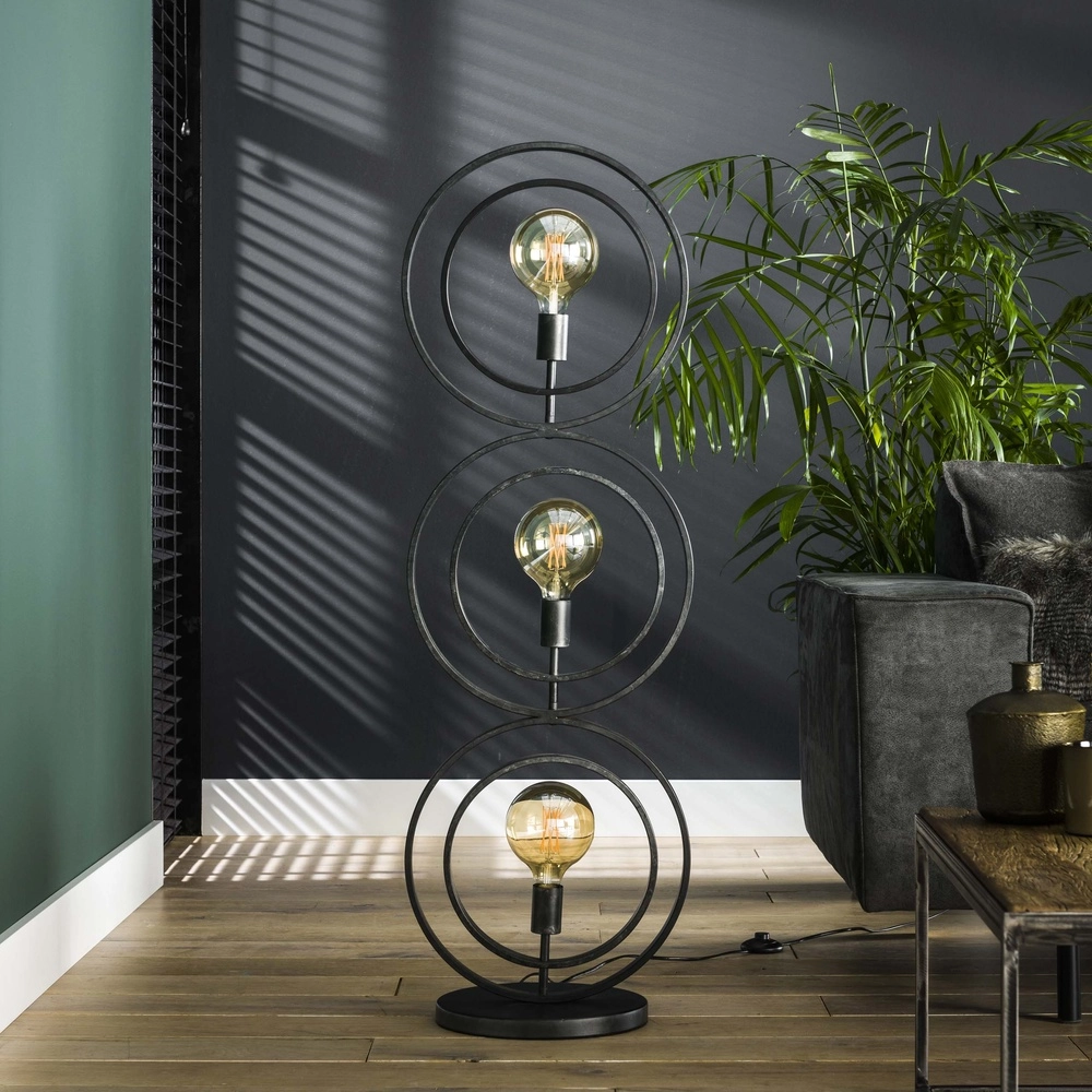 3-light charcoal floor lamp Turn E27 - Ø 40cm Lyora 8716803513082