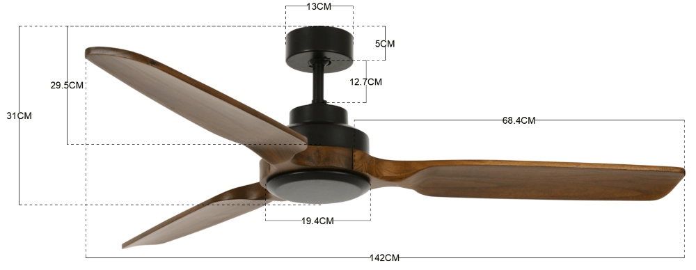 Ceiling fan dark wood Shoalhaven Ø 142cm Beacon 9333509136569