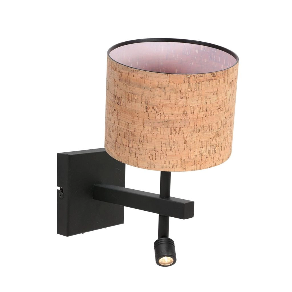 Black bedside lamp Stang with cork cap Ø20cm