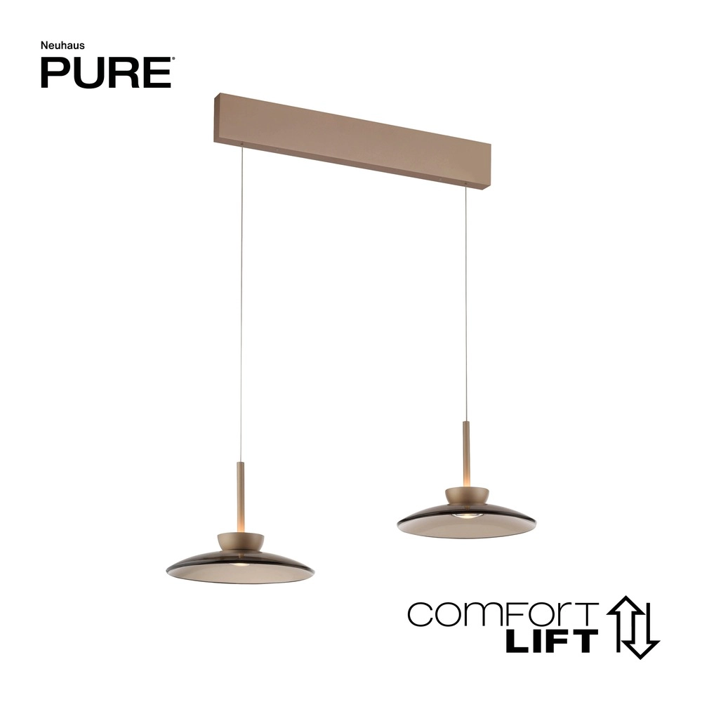 2L dining table pendant lamp Pure Moon Bronce with amber glass Paul Neuhaus 4012248392980