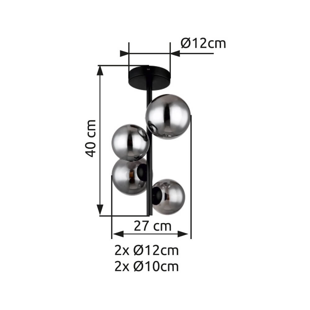 Black ceiling lamp Riha 4-light Globo 9007371434244
