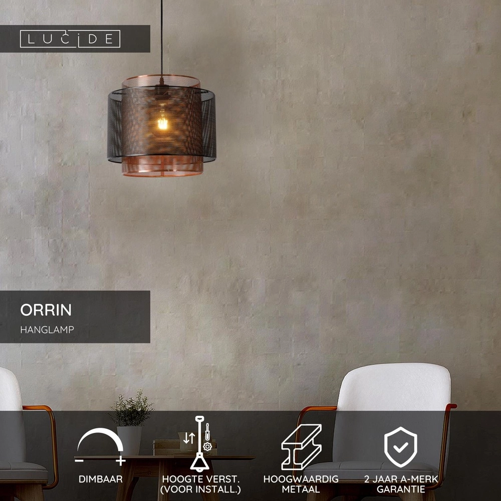Design pendant lamp Orrin Black Lucide 5411212021878