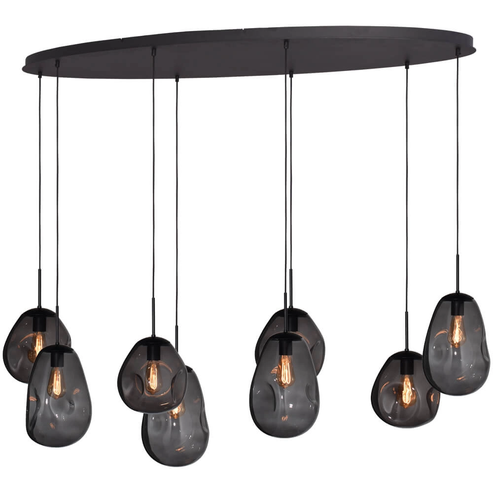 Hanging lamp Lava Oval 8x smoke glass